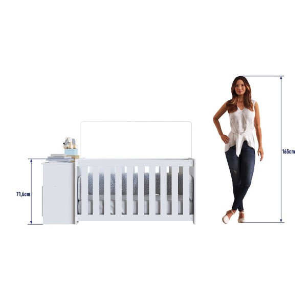 Encontraproduto.com.br - Conjunto Kit Berço Regulagem Cômoda 2 gavetas Infantil Bebê Branco Aconchego Completa