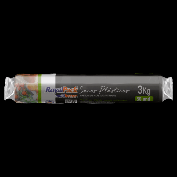 Encontraproduto.com.br - Saco Plástico Royalpack Multifreezer Preto 3kg Com 50 Unidades