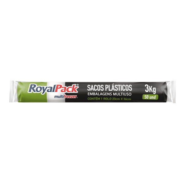 Encontraproduto.com.br - Saco Plástico Royalpack Multifreezer Preto 3kg Com 50 Unidades