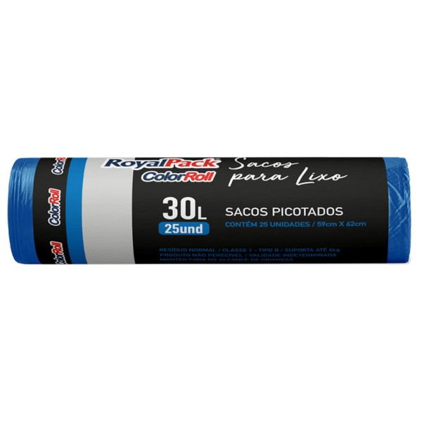 Encontraproduto.com.br - Saco para Lixo Royalpack CollorRoll Rolo 30L Com 25 Unidades