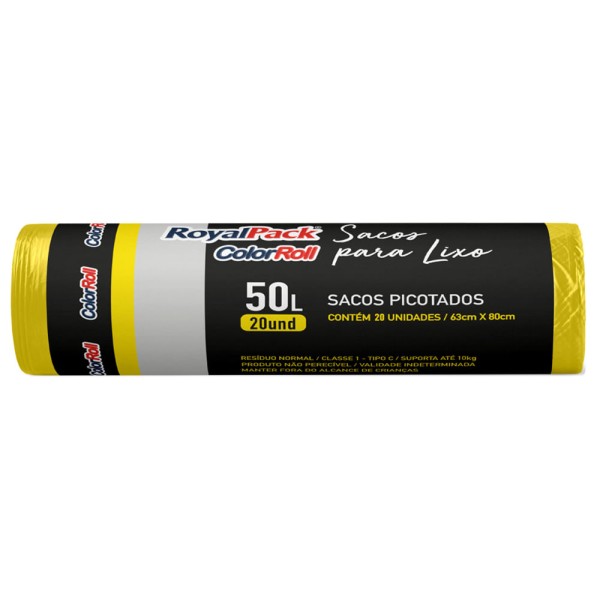 Encontraproduto.com.br - Saco para Lixo Royalpack CollorRoll Rolo 50L Com 20 Unidades