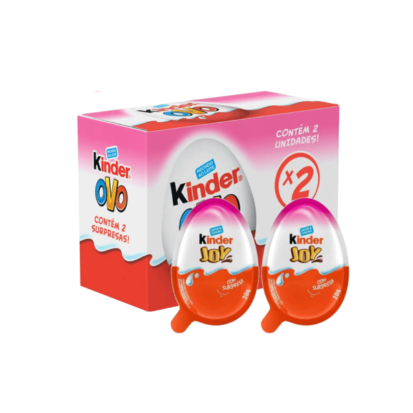 Encontraproduto.com.br - Chocolate Kinder Ovo com Recheio ao Leite Cor Rosa Contém 2 Unidades Caixa 40g