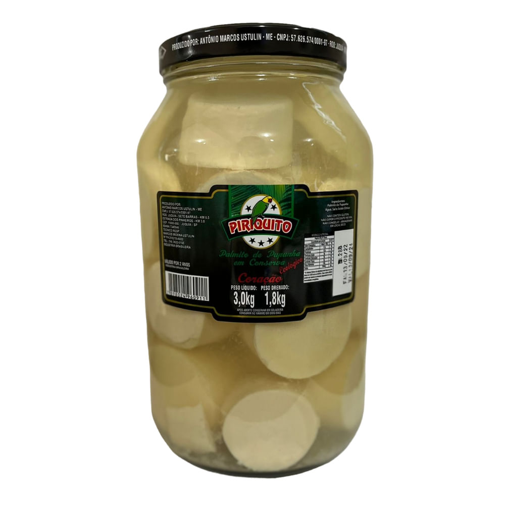 Palmito Piriquito Pupunha Coração 1,8Kg