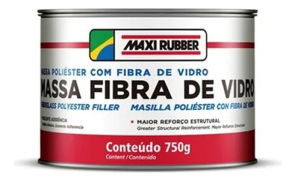 Massa Poliester Maxi Rubber C/Fibra 750g