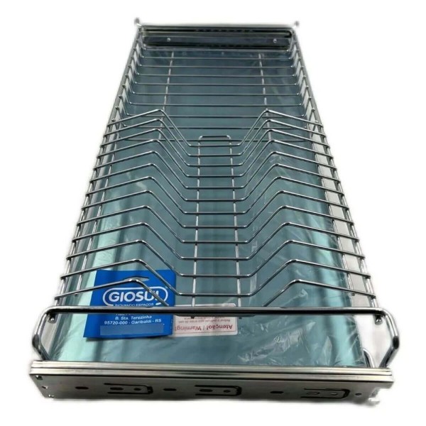 Encontraproduto.com.br - Escorredor De Louças Pratos Aéreo Com Bandeja Corrediças Deslizantes 670mm Giosul Cromado