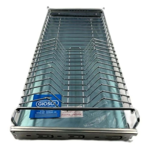 Encontraproduto.com.br - Escorredor De Louças Pratos Aéreo Com Bandeja Corrediças Deslizantes 670mm Giosul Cromado