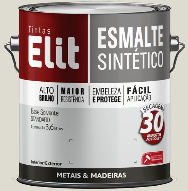 Tinta Esmalte Sintetico Preto  Brilhante. 3,6l - Elit