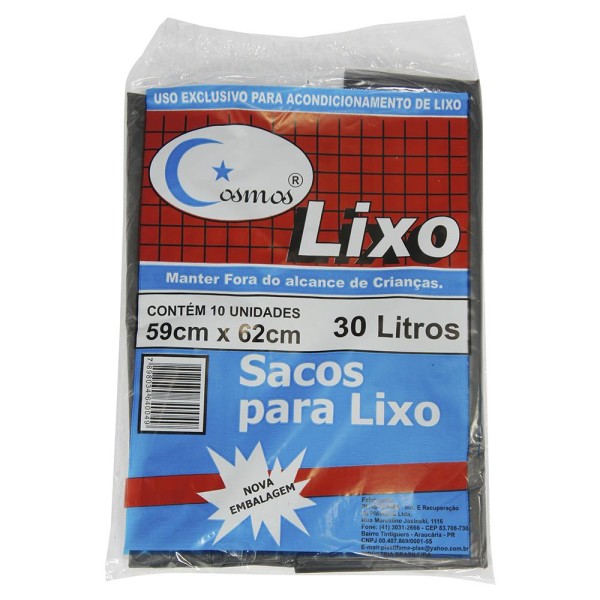 Encontraproduto.com.br - Saco Para Lixo Cosmos 30l Com 10 Unidades