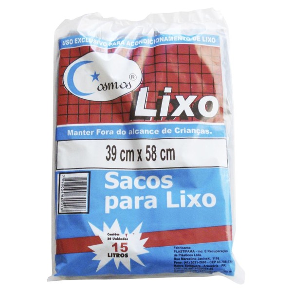 Encontraproduto.com.br - Saco Para Lixo Cosmos 15l Com 20 Unidades