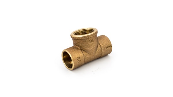 Encontraproduto.com.br - Tê de bronze 712 rosca central sem anel 22 x 1/2 x 22 Eluma #10001030