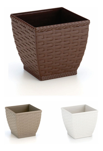 Vaso Cachepô Rattan M3 Quadrado Palha Injeplastec