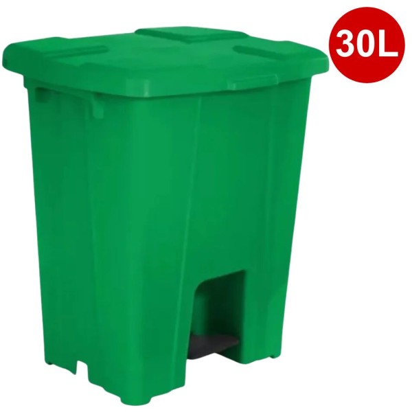 Encontraproduto.com.br - Lixeira Plástica 30 Litros Quadrada com Pedal cor Verde P30vd JSN