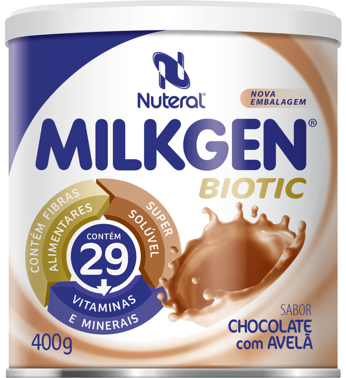 MilkGen Biotic, Lata com 400g. Sabor Chocolate. Complemento Alimentar -  Reforça a Nutrição.