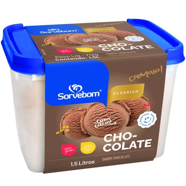 Encontraproduto.com.br - Sorvete Sorvebom Chocolate Pote com 1,5L