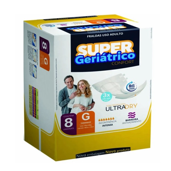 Encontraproduto.com.br - Fralda Super Geriátrico Confort Tamanho G 8 unidades