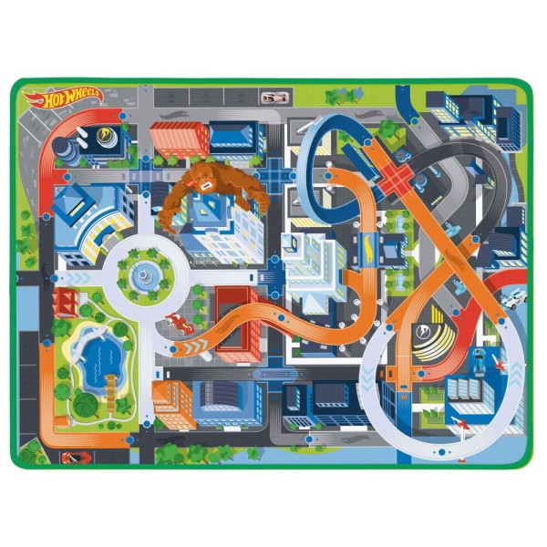 Encontraproduto.com.br - Tapete Emborrachado com Dois Carrinhos - Hot Wheels - 8296-2