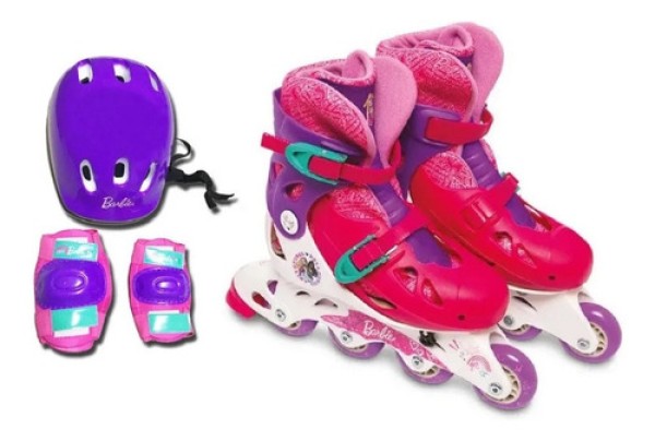 Encontraproduto.com.br - Patins da Barbie Ajustável M2 33 ao 36 - Fun Toys
