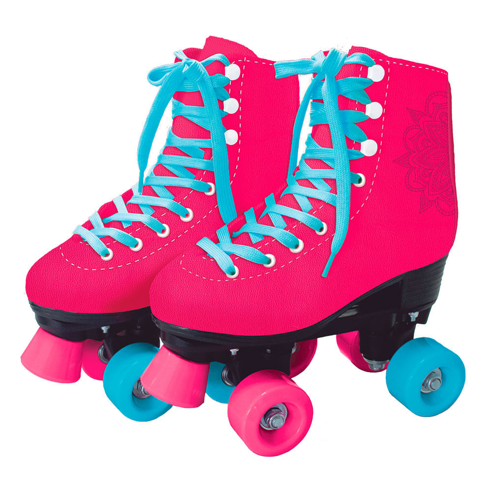 Patins Clássico Rosa 4 Rodas 33/34 Fun F0008-1 Fun