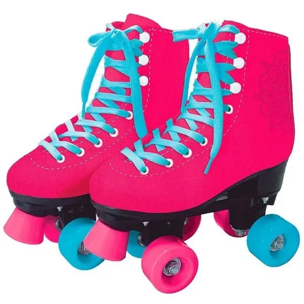Encontraproduto.com.br - Patins Clássico Rosa 4 Rodas 33/34 Fun F0008-1 Fun