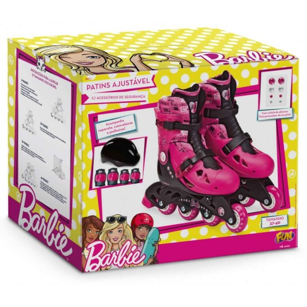 Encontraproduto.com.br - Patins Barbie Ajustável G2 Tam 37 ao 40 - Fun