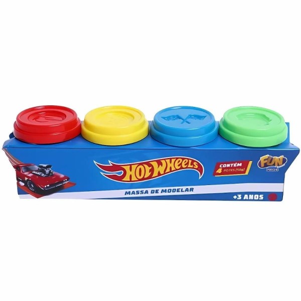 Encontraproduto.com.br - Hot Wheels Kit De Massinhas Com 4 Potes - Fun Divirta-se