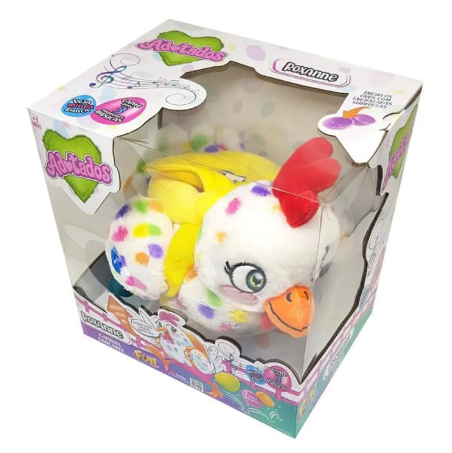 Encontraproduto.com.br - Pelúcia Adotados Galinha Roxanne Rosa - Fun F0019-9