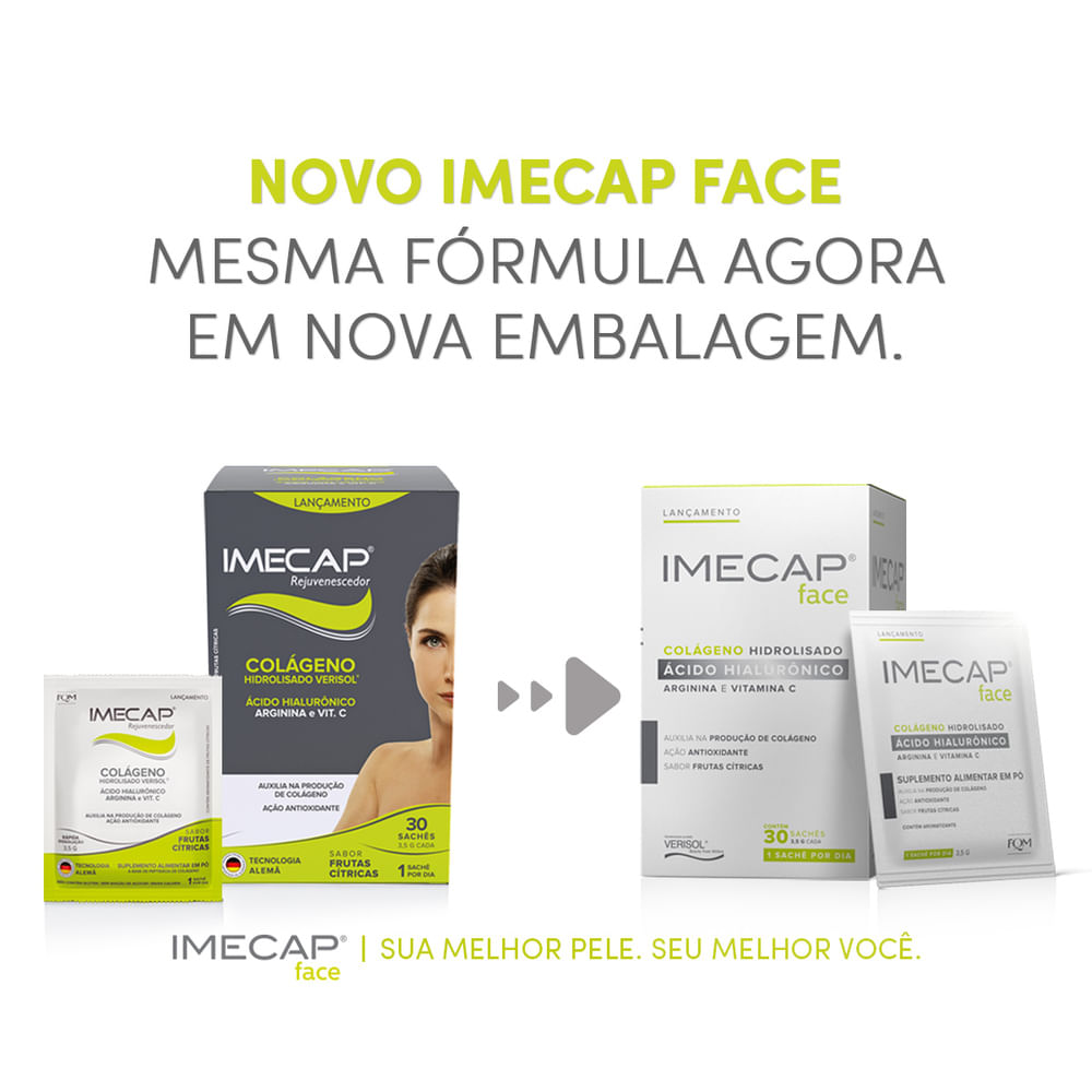 Encontraproduto.com.br - Imecap Face Colágeno +Ácido Hialurônico c/ 30 Sachês