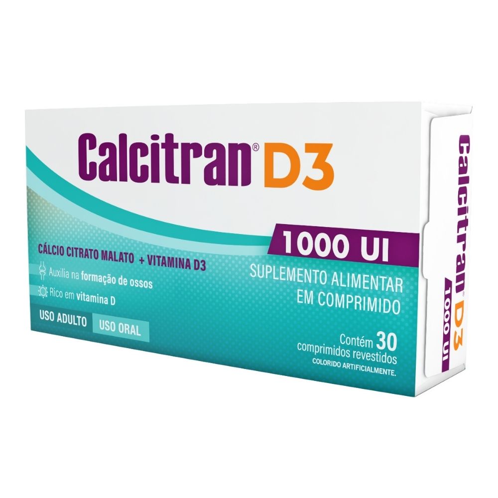 Encontraproduto.com.br - Suplemento Alimentar Calcitran D3 1000UI FQM 30 Comprimidos