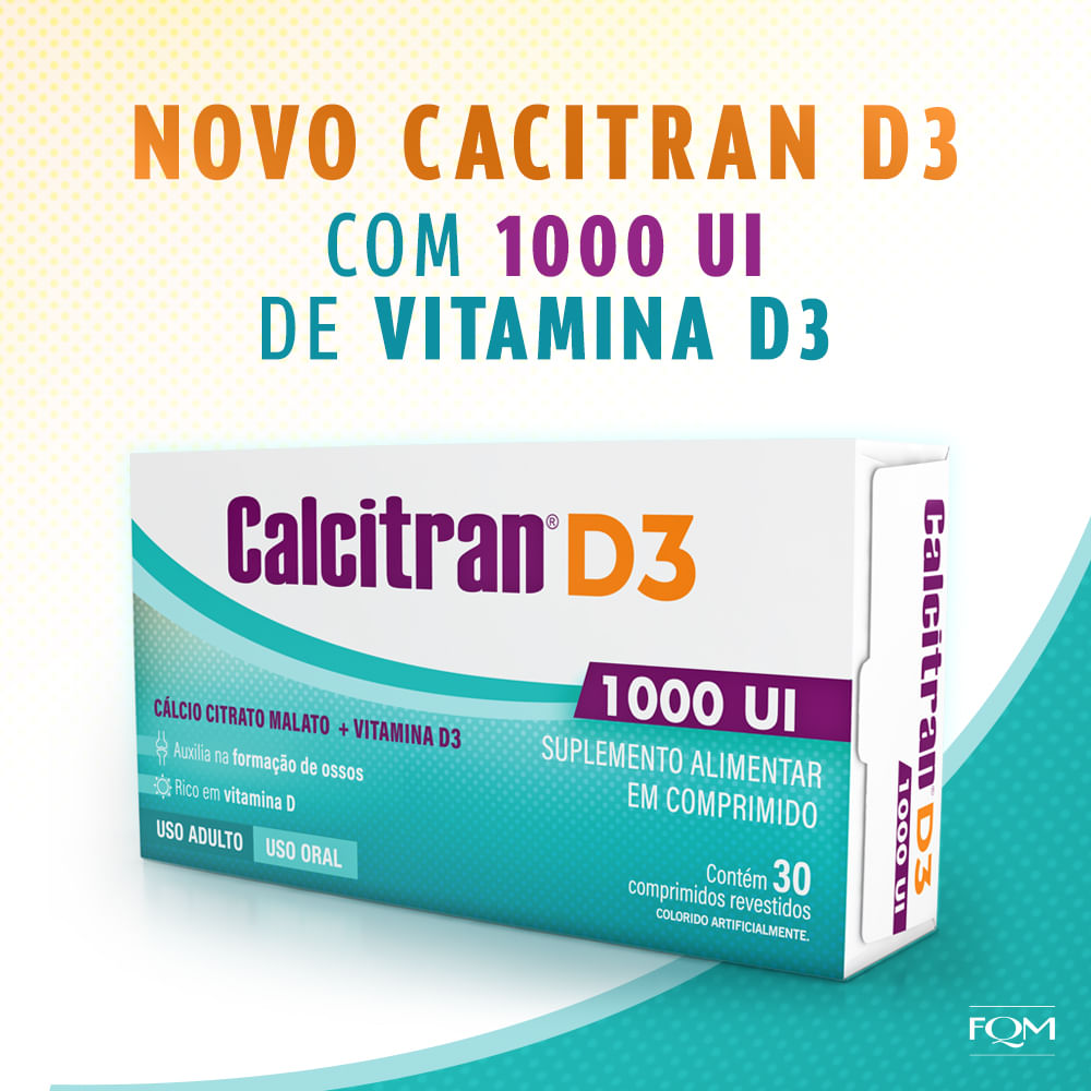 Encontraproduto.com.br - Suplemento Alimentar Calcitran D3 1000UI FQM 30 Comprimidos