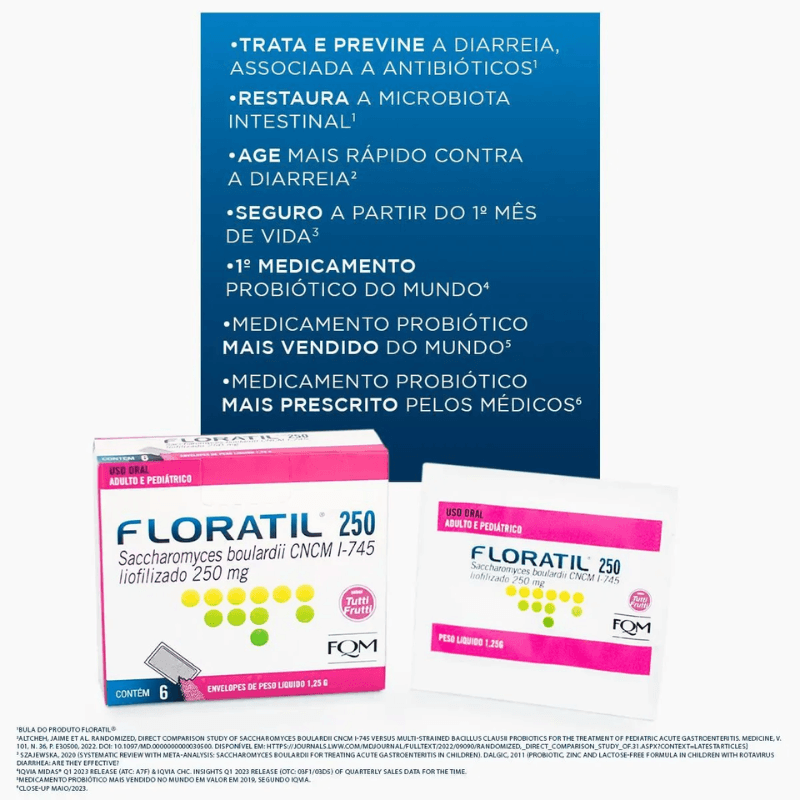 Encontraproduto.com.br - Floratil AT 250mg 6 Envelopes de 1,25g