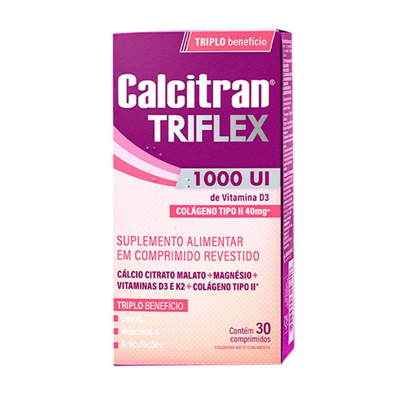 Encontraproduto.com.br - Suplemento Alimentar Calcitran Triflex 30 Comprimidos Revestidos