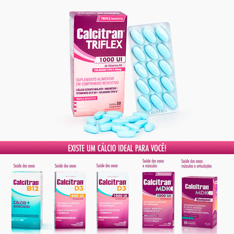 Encontraproduto.com.br - Suplemento Alimentar Calcitran Triflex 30 Comprimidos Revestidos