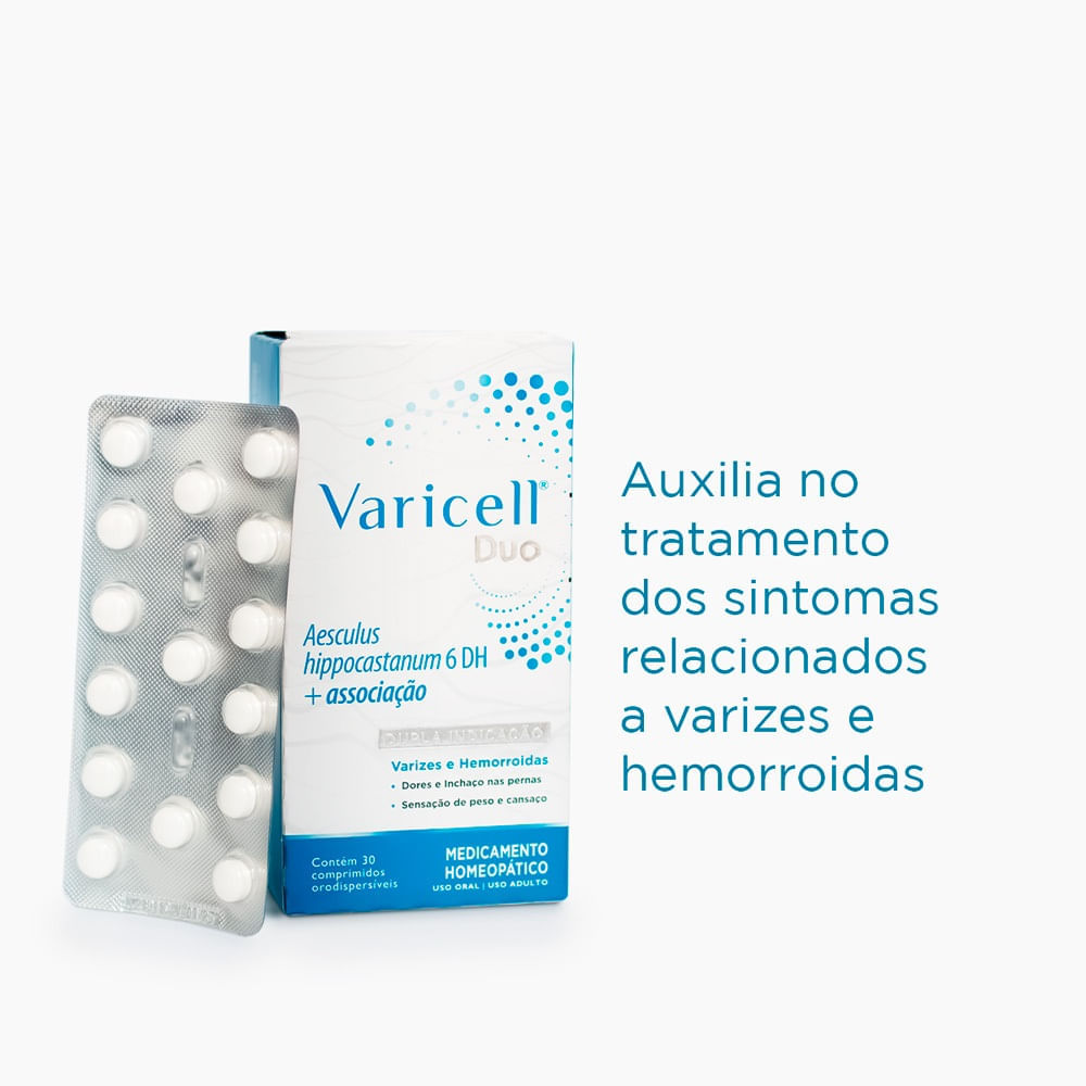 Encontraproduto.com.br - Varicell Duo FQM para Varizes e Hemorróidas 30 Comprimidos Orodispersíveis