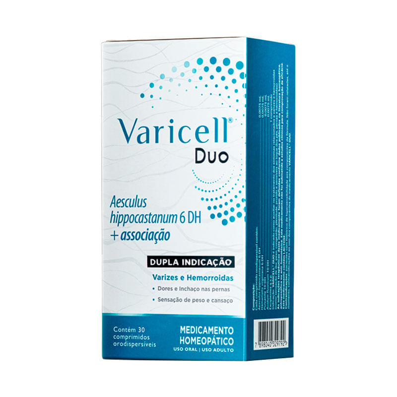 Encontraproduto.com.br - Varicell Duo FQM para Varizes e Hemorróidas 30 Comprimidos Orodispersíveis