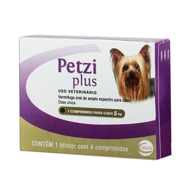 Encontraproduto.com.br - Petzi Plus 400mg Vermífugo Cães 5kg 4 comprimidos Ceva