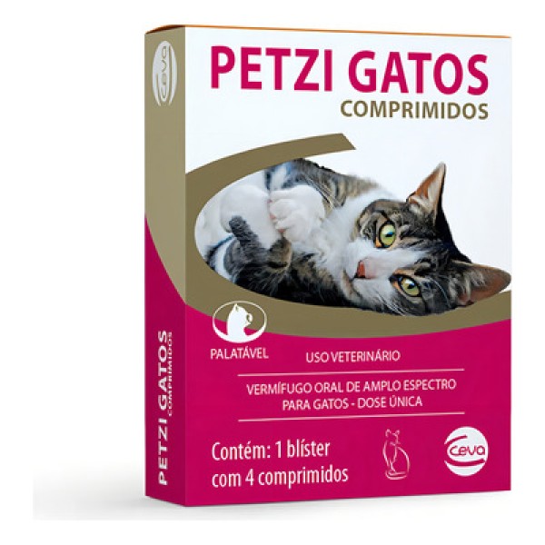 Encontraproduto.com.br - Petzi Vermífugo Gatos 4 comprimidos Ceva