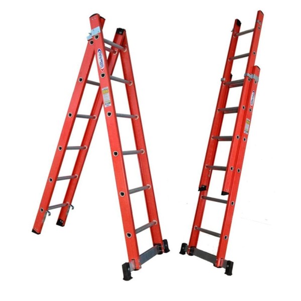 Encontraproduto.com.br - Escada Tesoura Extensível Em Fibra 1,90X3,20M 6X10 Degraus Wbertolo