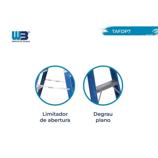 Encontraproduto.com.br - Escada Tesoura Dupla Em Fibra Premium 2,10M 7 Degraus Wbertolo