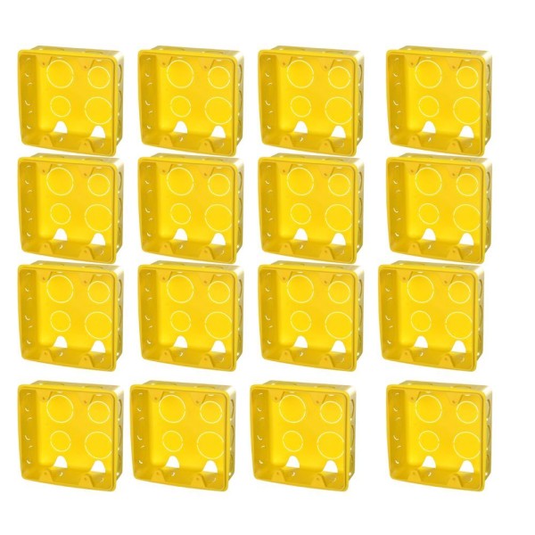 Kit 16 Caixa De Luz Embutir Parede Para Tomada 4x4 Amarela