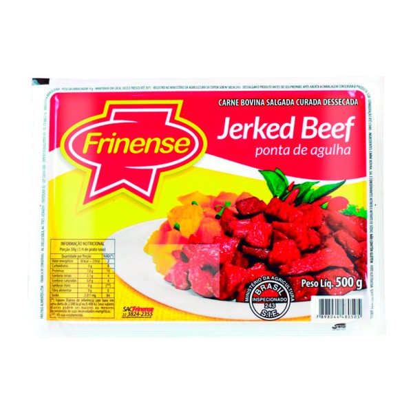 Encontraproduto.com.br - Jerked Beef Frinense Ponta de Agulha Pacote com 500g