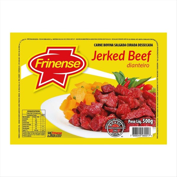 Encontraproduto.com.br - Jerked Beef Frinense Dianteira Pacote com 500g