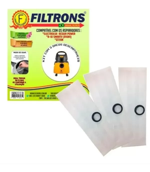 Encontraproduto.com.br - Saco Aspirador de Po Filtrons A10 ct 3un