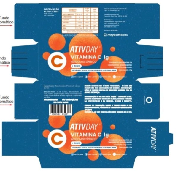 Ativday Vitamina C 1g + Zinco 10mg Com 10 Comprimidos