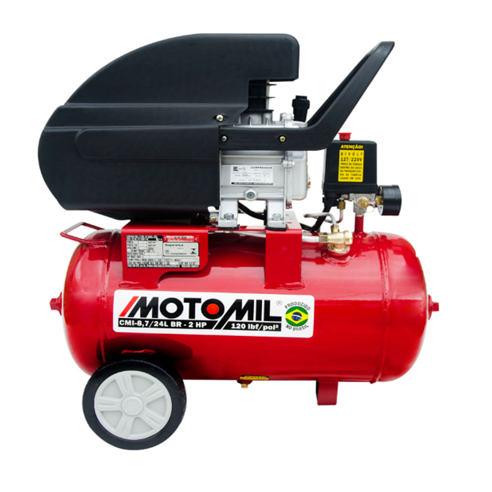 Encontraproduto.com.br - Compressor de Ar 7,6 pcm / 120 psi 2CV 24L Monofásico