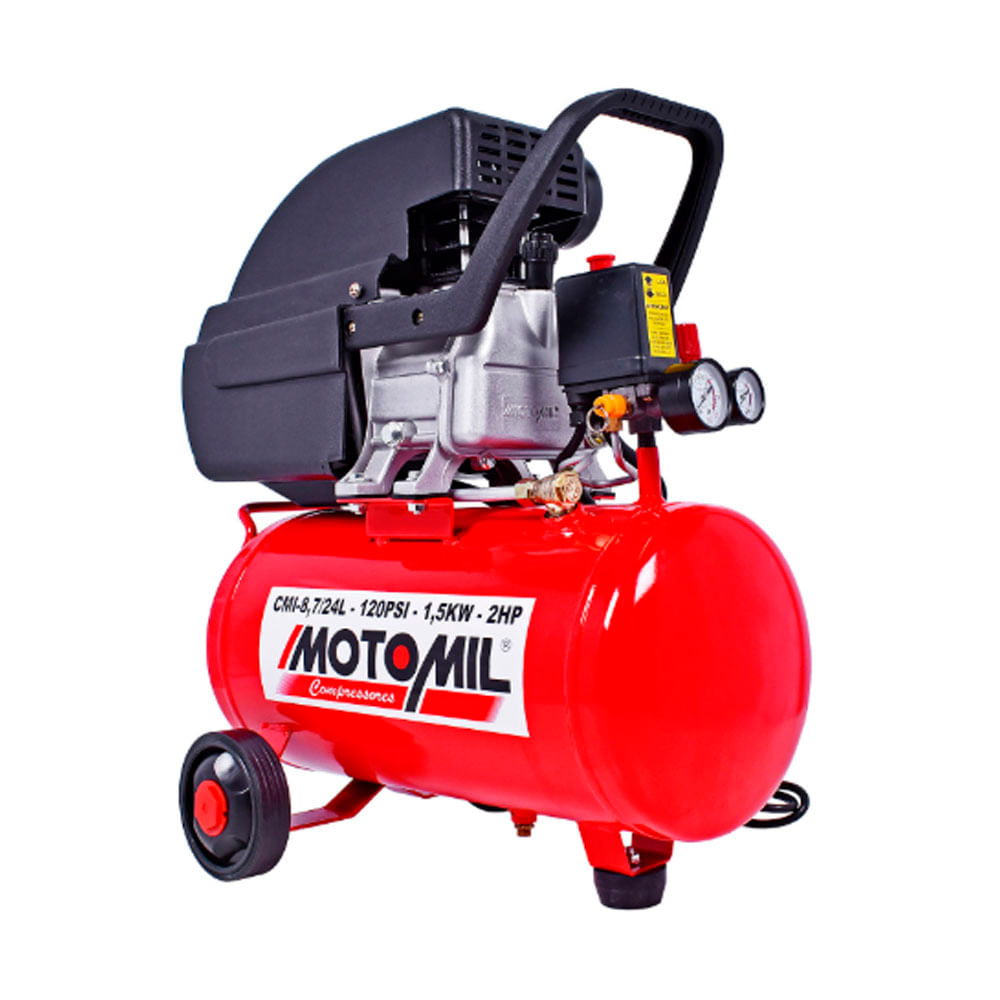 Encontraproduto.com.br - Compressor de Ar 7,6 pcm / 120 psi 2CV 24L Monofásico