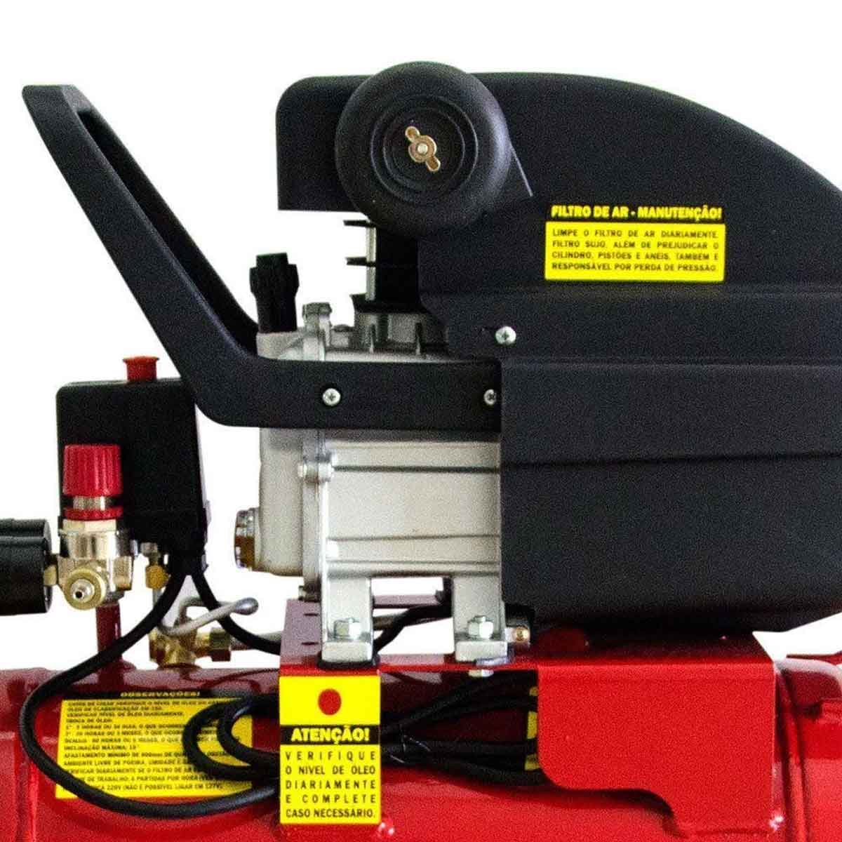 Encontraproduto.com.br - Compressor de Ar 7,6 pcm / 120 psi 2CV 24L Monofásico