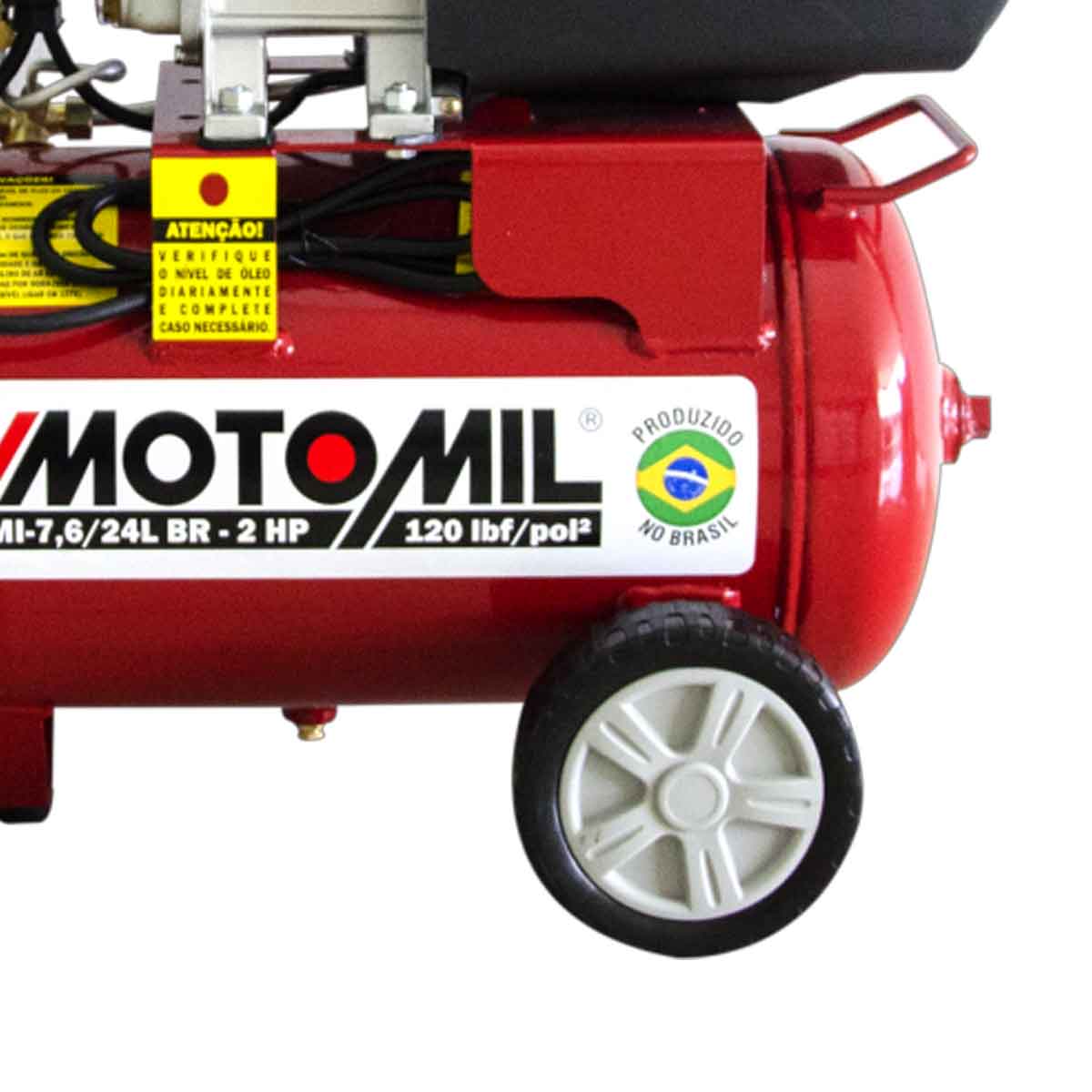 Encontraproduto.com.br - Compressor de Ar 7,6 pcm / 120 psi 2CV 24L Monofásico