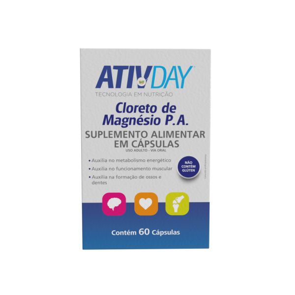 Encontraproduto.com.br - Ativday Cloreto De Magnésio Pa Com 60 Cápsulas
