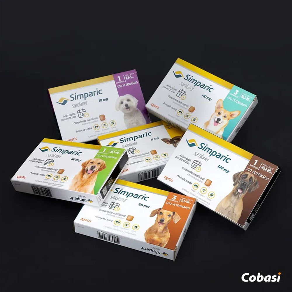 Encontraproduto.com.br - Simparic Antipulgas e Carrapatos 20mg para Cães de 5,1 a 10kg