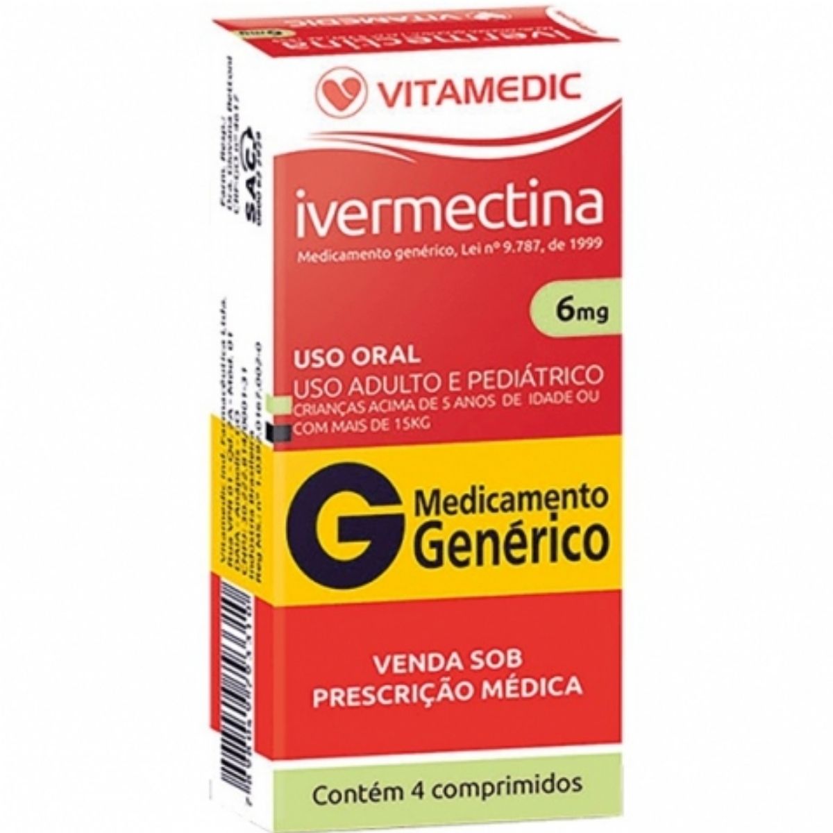 Encontraproduto.com.br - Ivermectina 6mg Genérico Vitamedic 4 Comprimidos